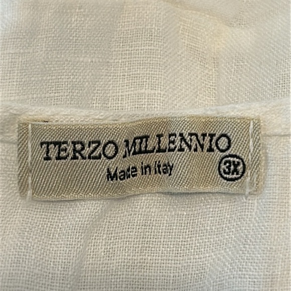 Terzo Millennio Made in Italy White Linen Sleeveless Tunic Top Size 3X - Picture 7 of 14